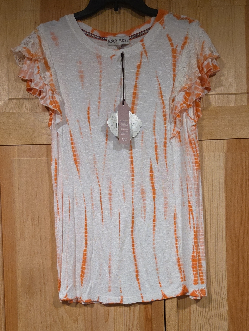 Knox Rose White Orange Tie Dye Top Size M NWT